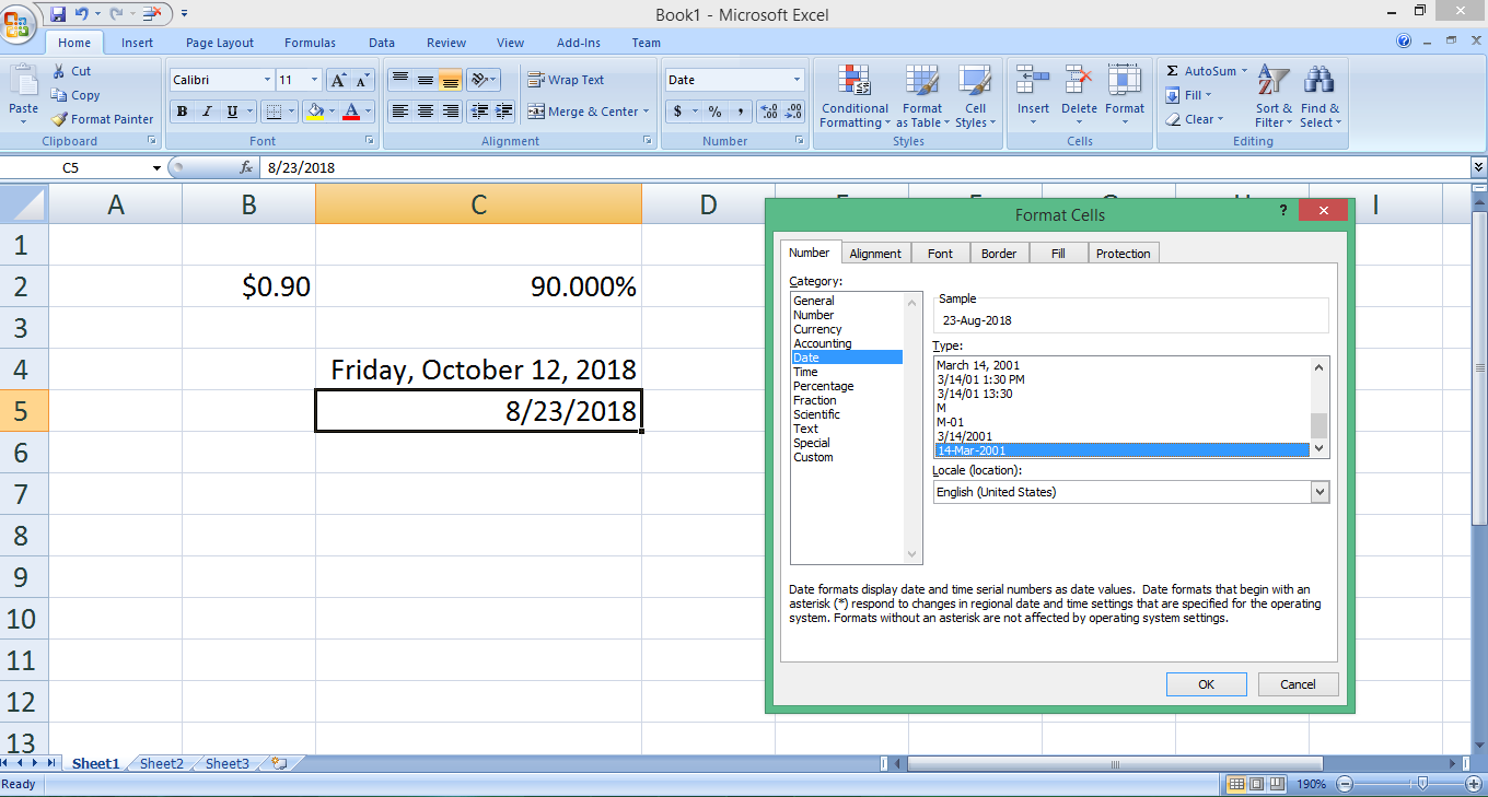 change date format in excel